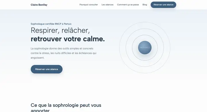 Exemple de site pour une sophrologue
