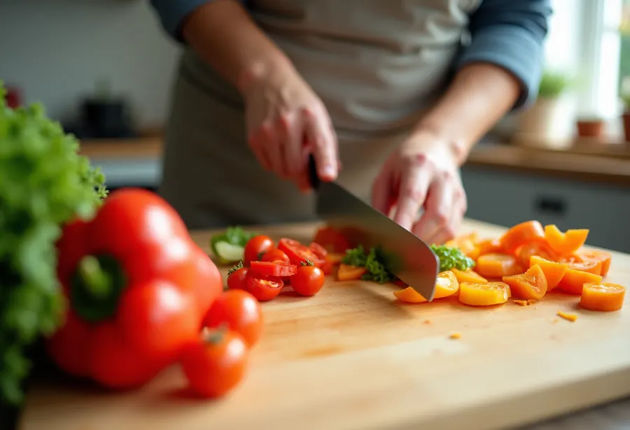 Préparation de légumes frais