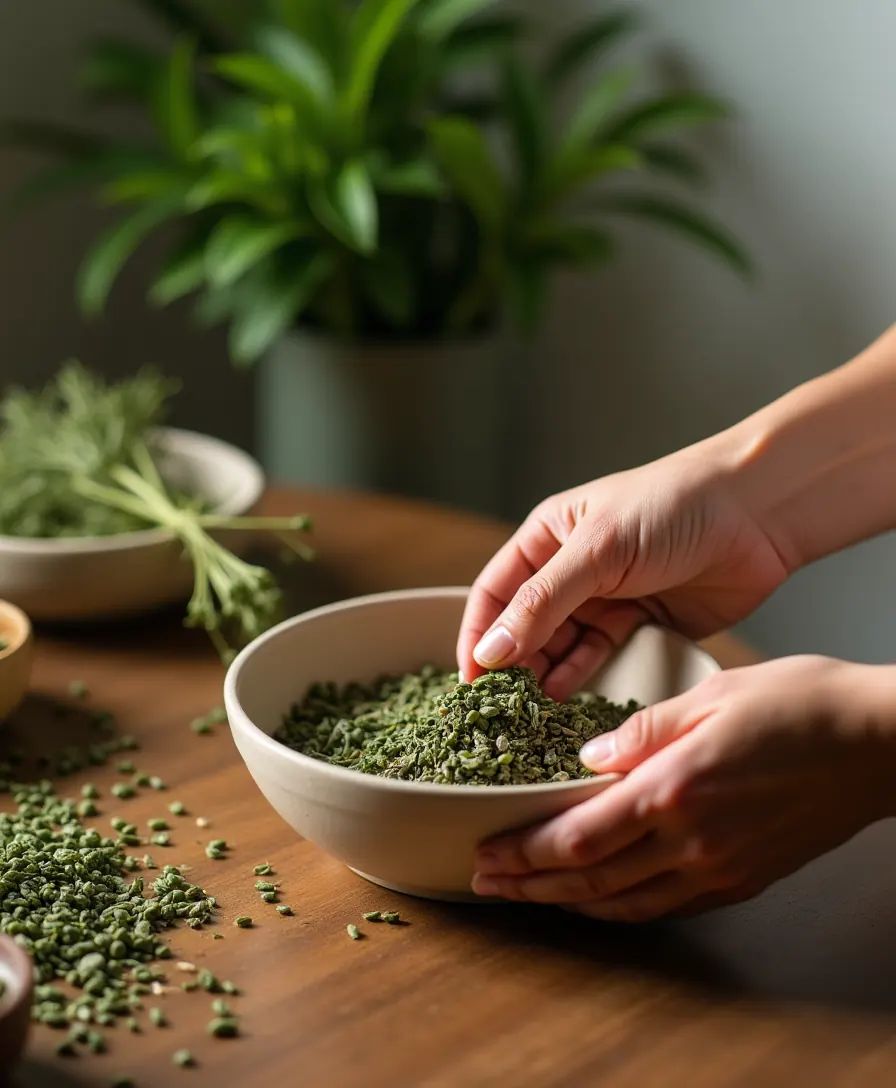Préparation de plantes séchées au cabinet